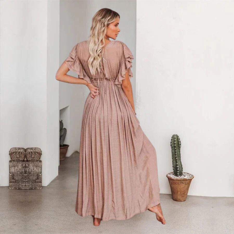 Taupe colored boho maxi dress Miv