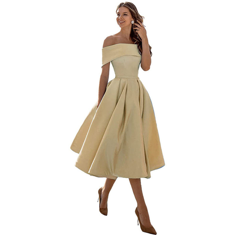 Abony satin party dress in elegant design