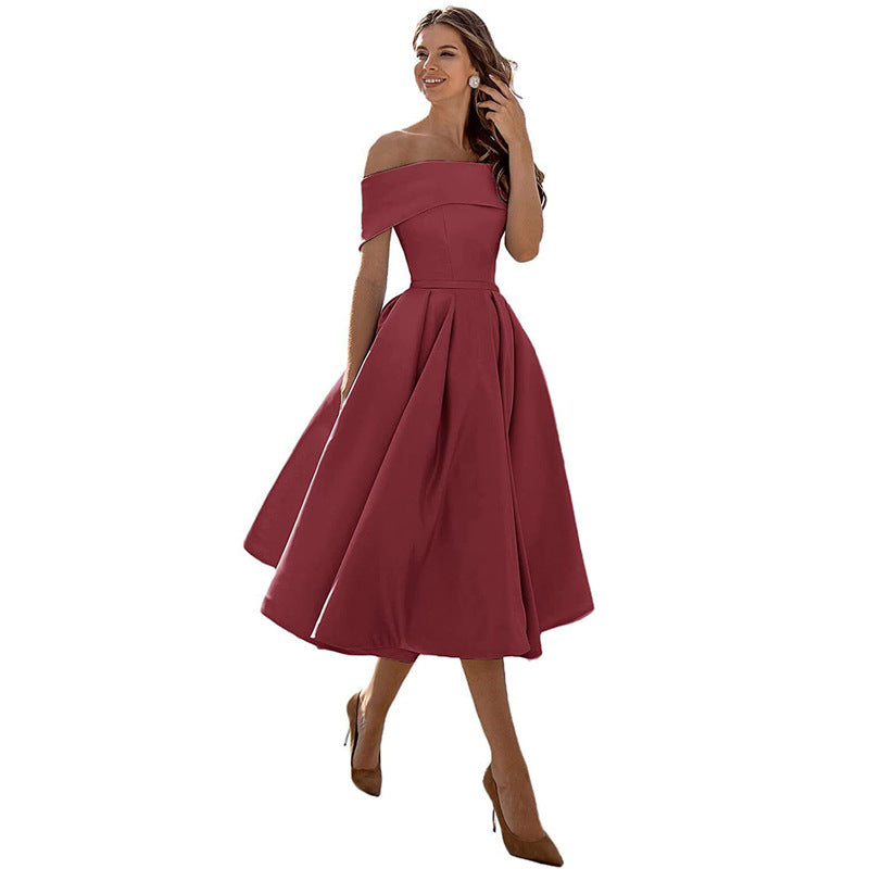 Abony satin party dress in elegant design