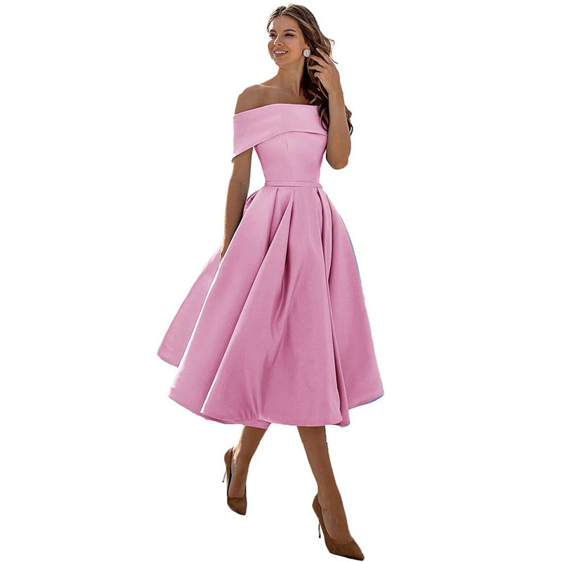 Abony satin party dress in elegant design