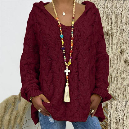 V-neck knitted hoodie Capri