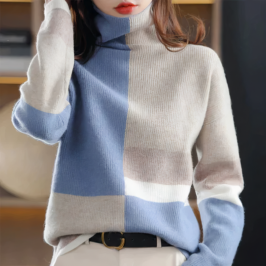 Colorful Turtleneck Sweater Olive