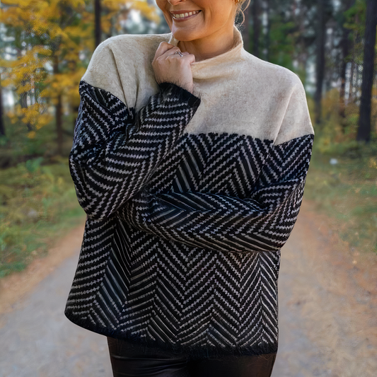 Reese Contrast Turtleneck Sweater