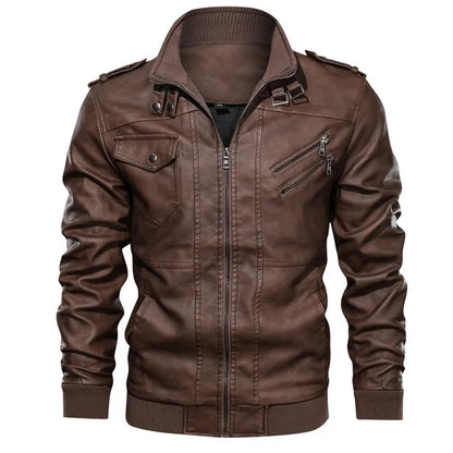 Roen Men's Casual Leather Jacket for Winter