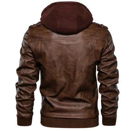 Roen Men's Casual Leather Jacket for Winter