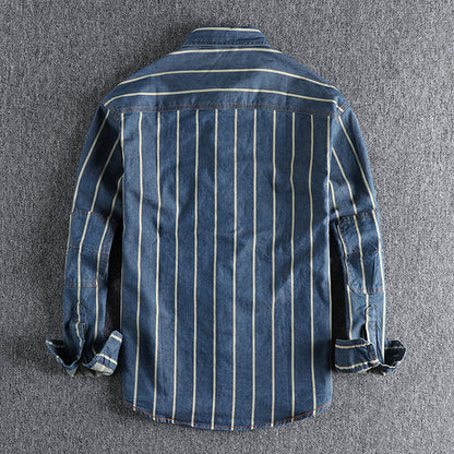 Trendy Striped Denim Shirt for Men Lars