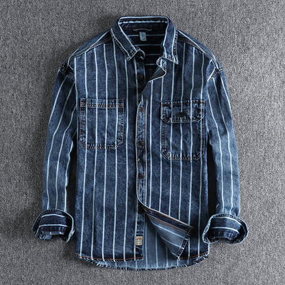 Trendy Striped Denim Shirt for Men Lars