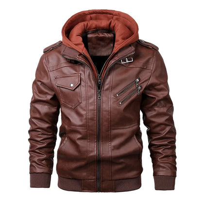 Roen Men's Casual Leather Jacket for Winter