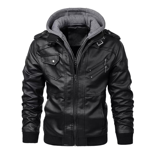 Roen Men's Casual Leather Jacket for Winter