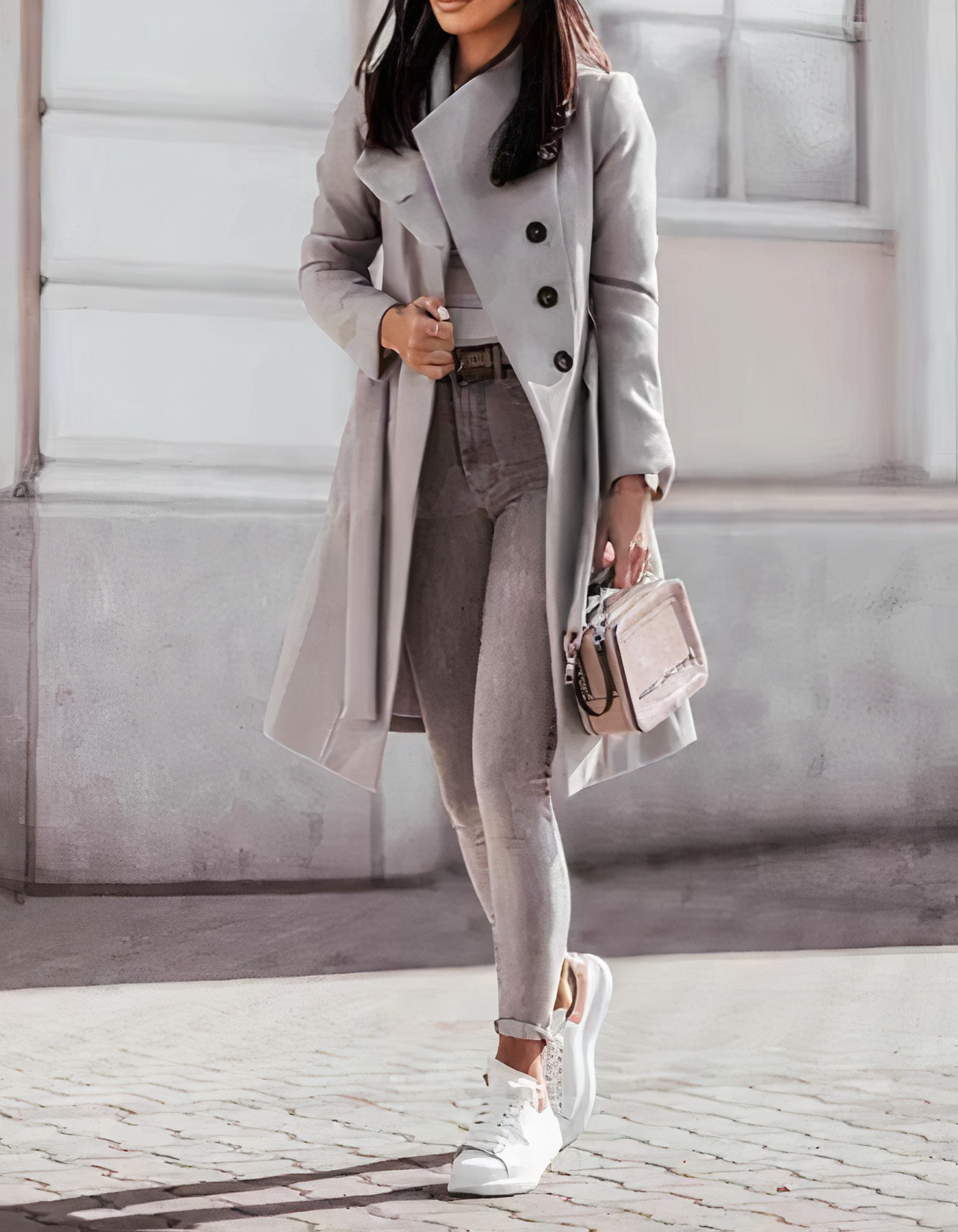 Elegant trench coat with belt Simone