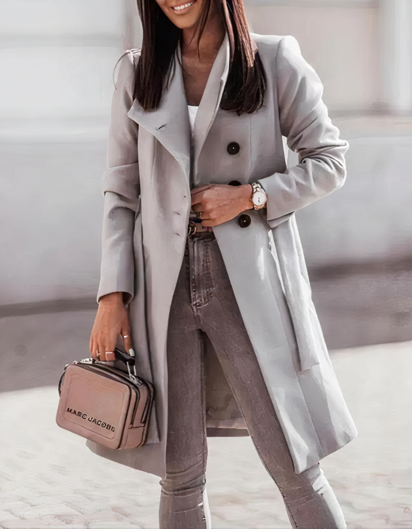 Elegant trench coat with belt Simone