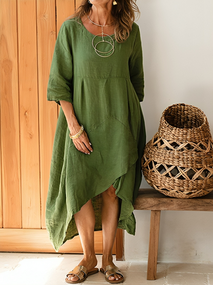 Green linen maxi dress