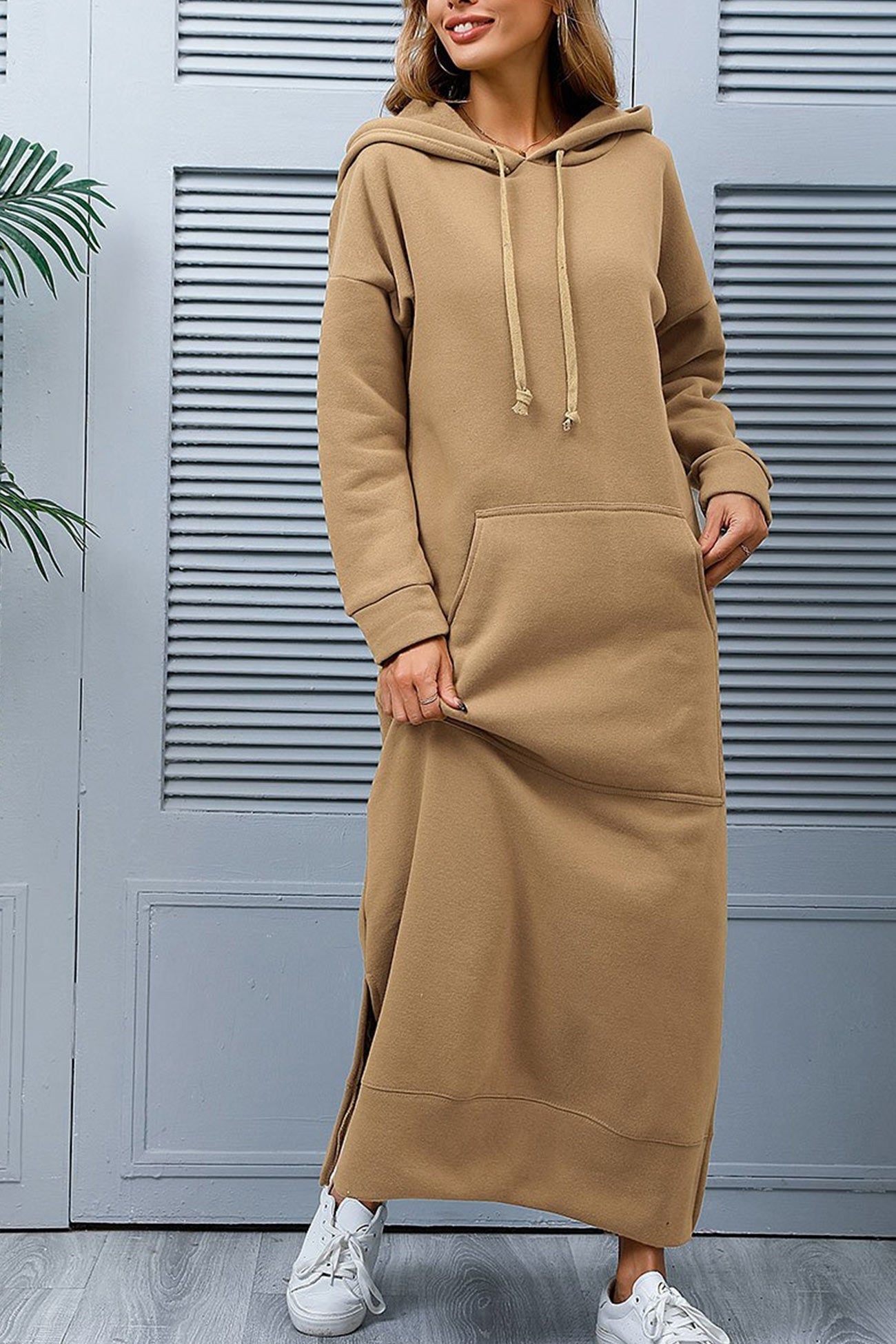 Hoodie Dress with Side Slits Caitlyn