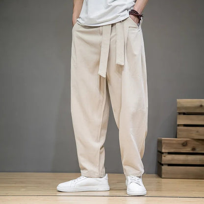 Taupe-colored leisure linen trousers Idan