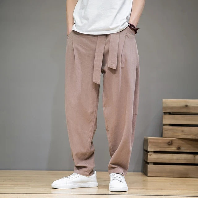 Taupe-colored leisure linen trousers Idan