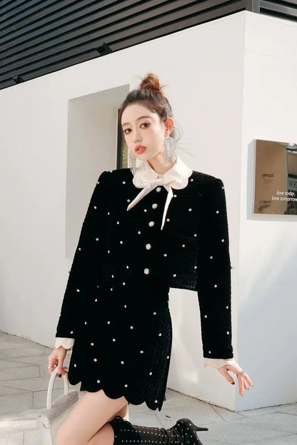 Ava - Elegant black dress with dots Women 