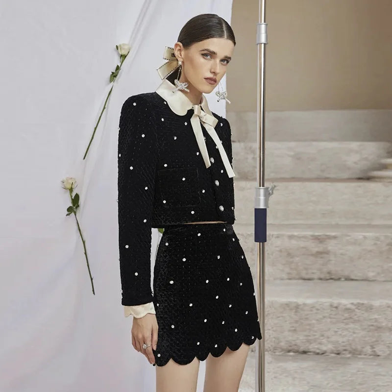 Ava - Elegant black dress with dots Women 