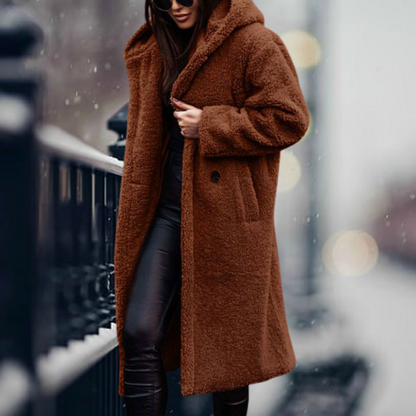 Cozy, elegant faux fur hooded jacket Irma