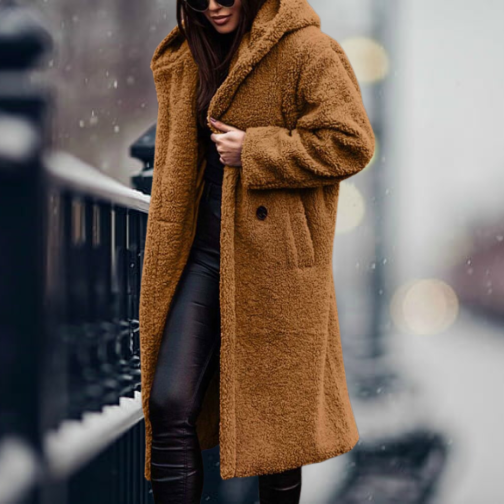 Cozy, elegant faux fur hooded jacket Irma