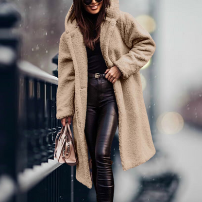 Cozy, elegant faux fur hooded jacket Irma