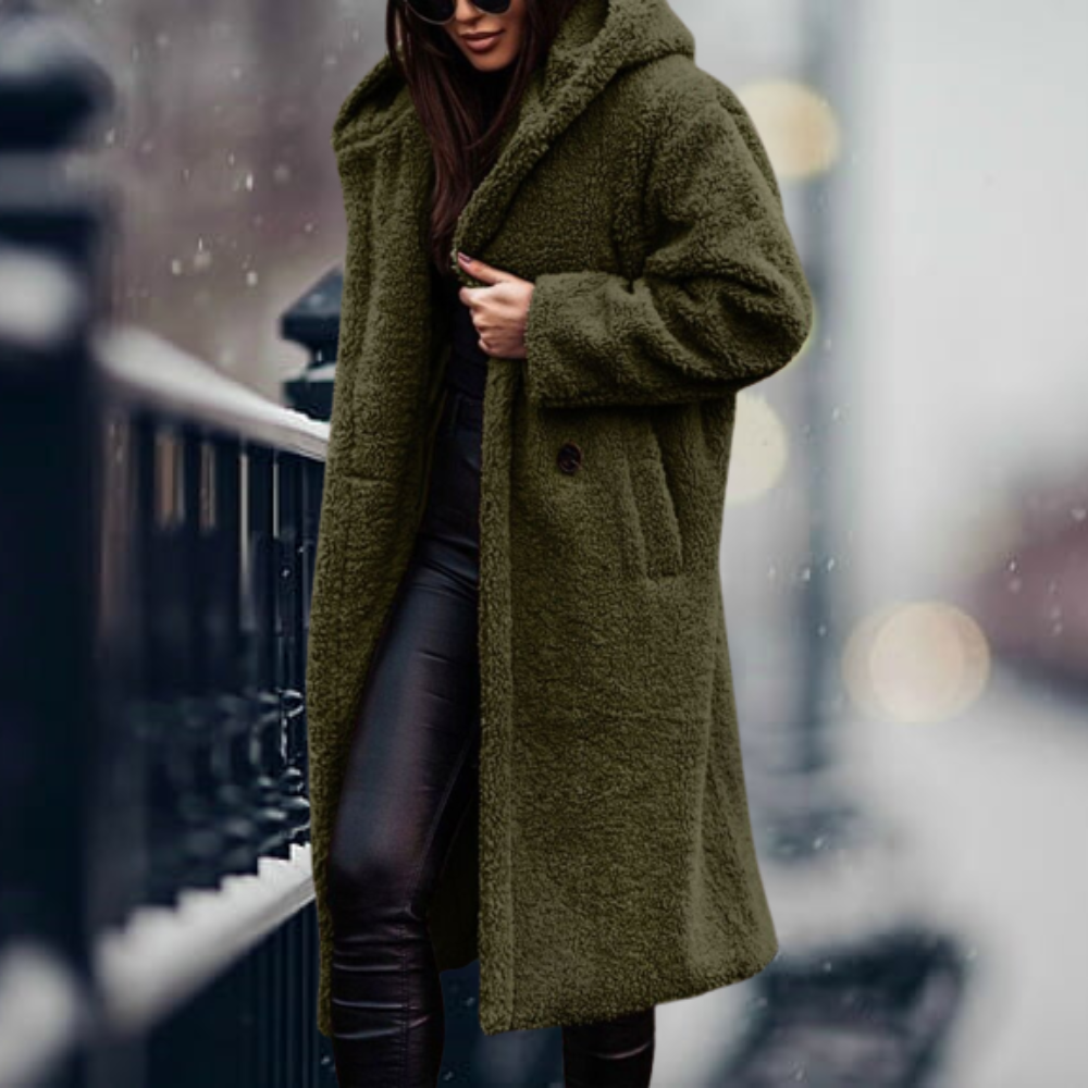 Cozy, elegant faux fur hooded jacket Irma