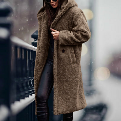 Cozy, elegant faux fur hooded jacket Irma