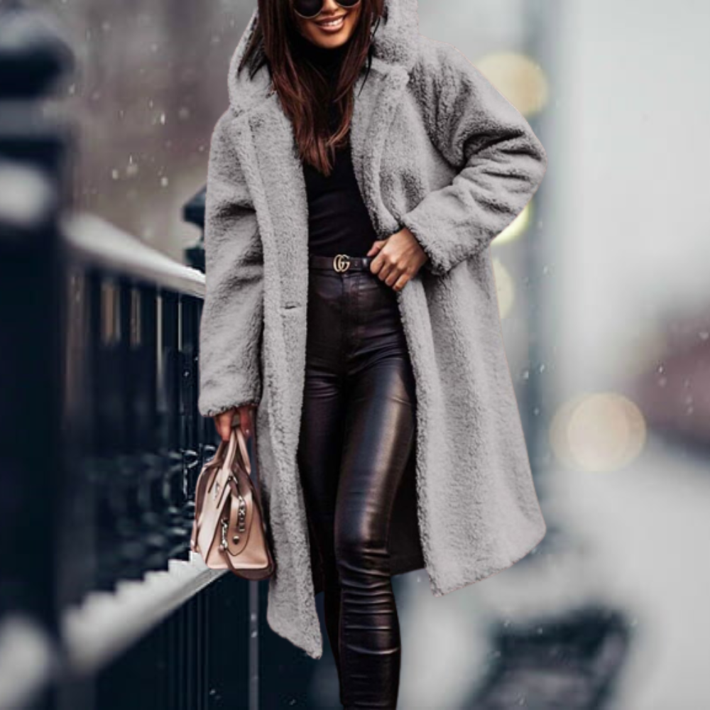 Cozy, elegant faux fur hooded jacket Irma