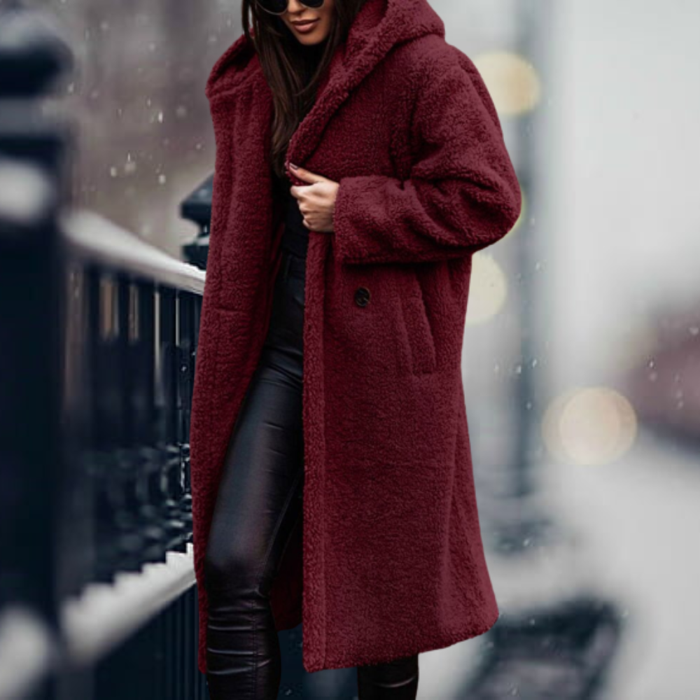 Cozy, elegant faux fur hooded jacket Irma