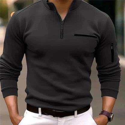 Men's fitted quarter-zip polo shirt Vincent