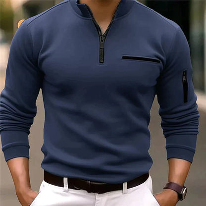 Men's fitted quarter-zip polo shirt Vincent