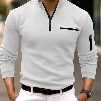 Men's fitted quarter-zip polo shirt Vincent