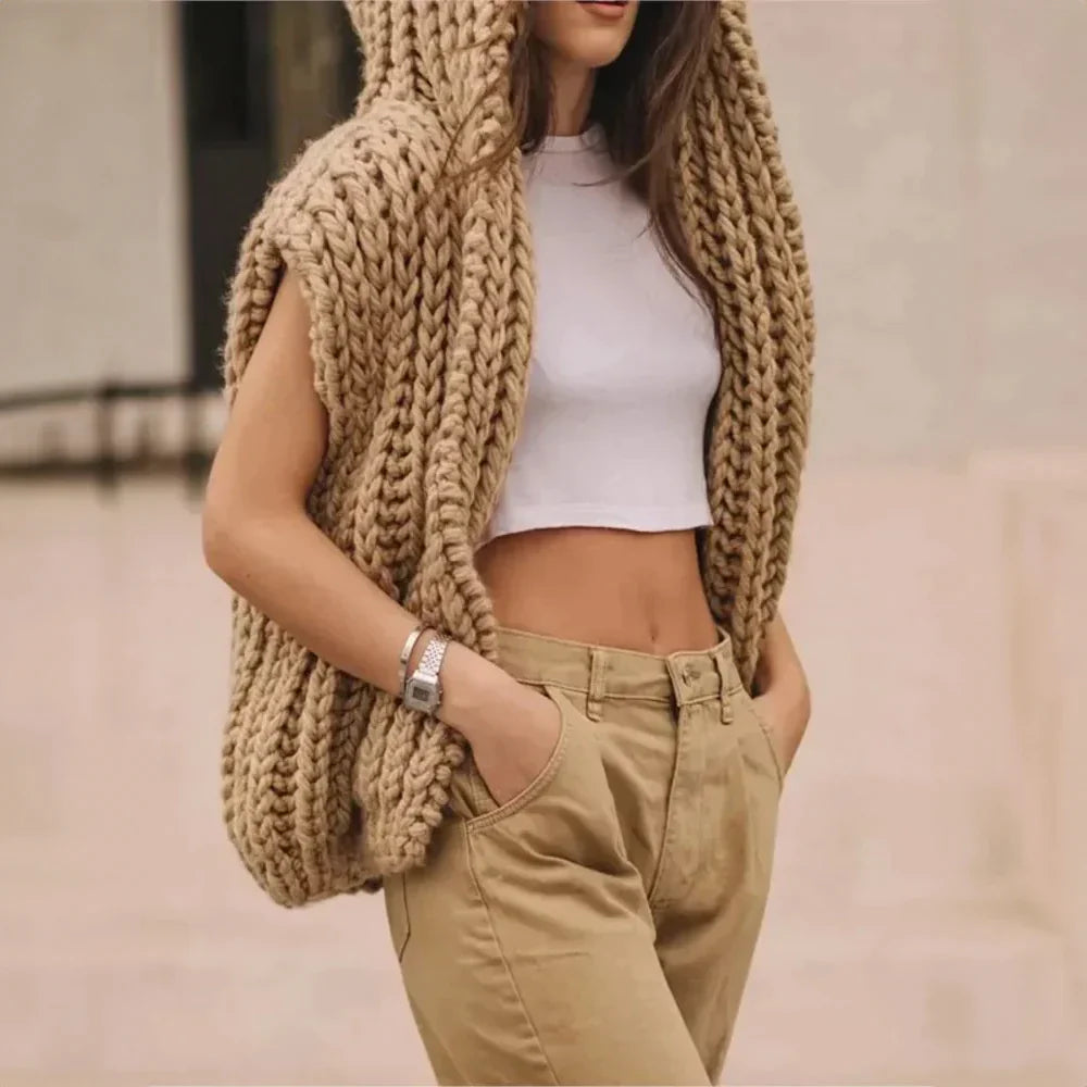 Zoie chunky knit hooded vest