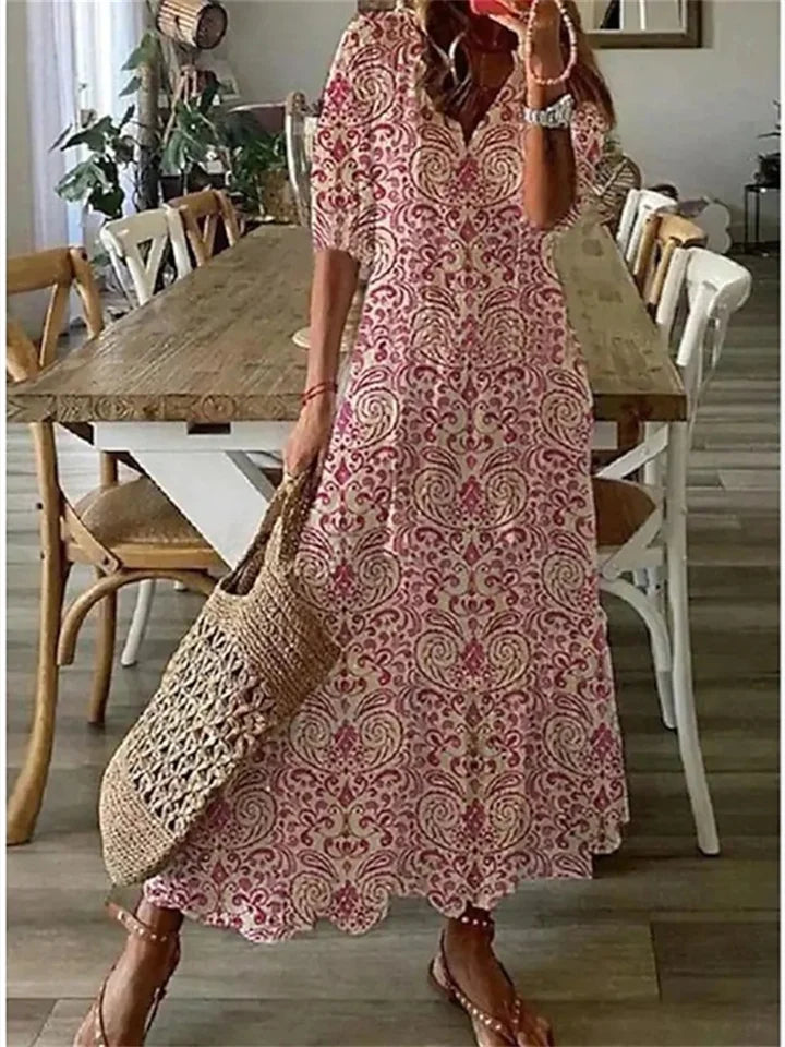 Bella - Vintage style floral maxi dress for women