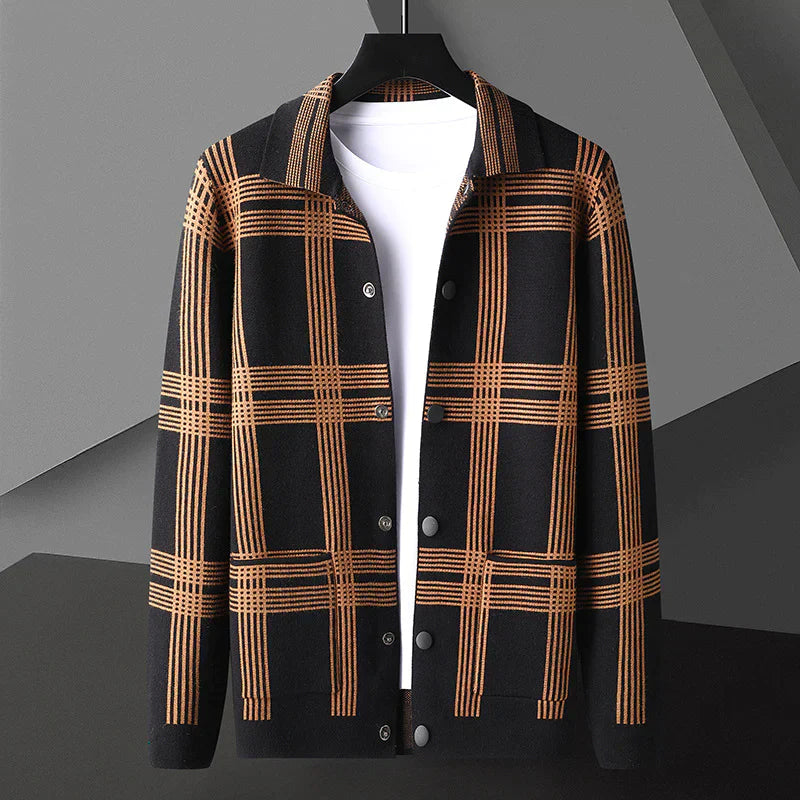 Elegant Wool Cardigan with Stripes for Men Harrison