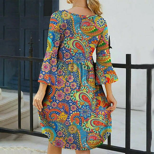 Boho dress with floral pattern Fen