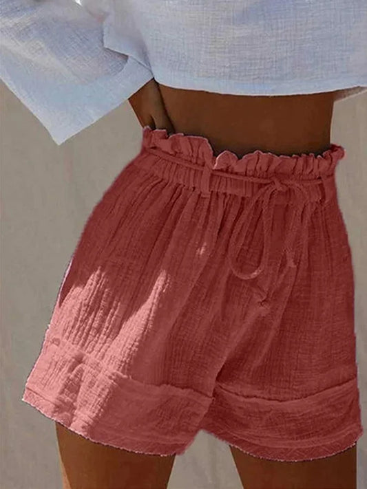 Lana - Comfortable linen shorts with bow for women