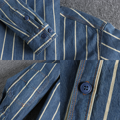 Trendy Striped Denim Shirt for Men Lars