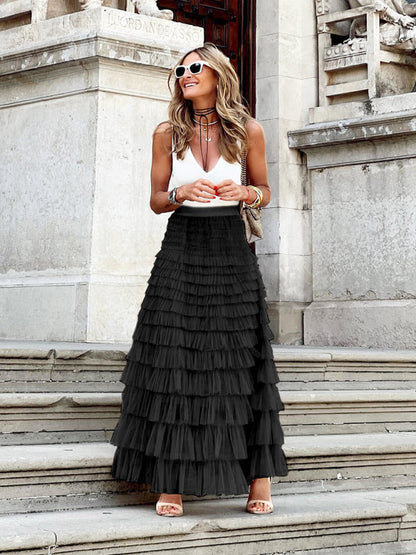 Arielle - Elegant tulle maxi skirt for women