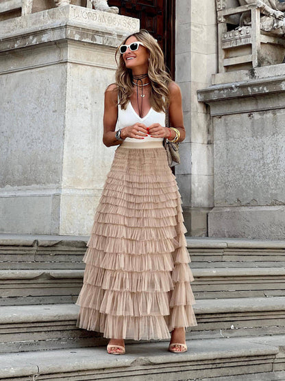 Arielle - Elegant tulle maxi skirt for women