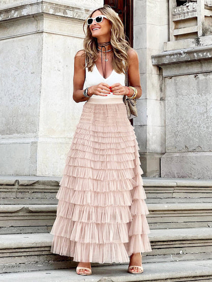 Arielle - Elegant tulle maxi skirt for women