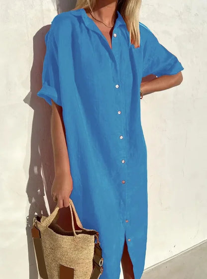 Alina – Linen shirt dress for women