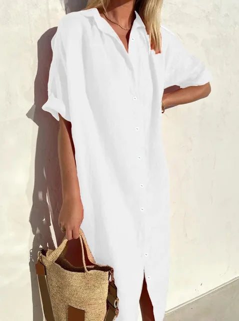 Alina – Linen shirt dress for women