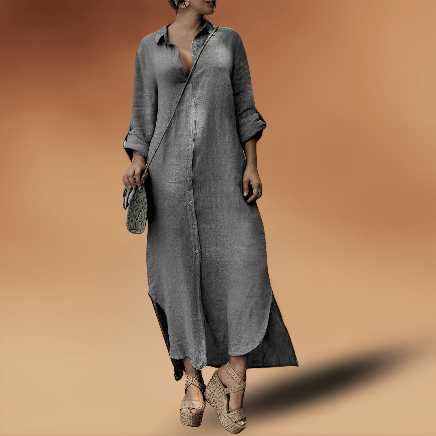 Elegant long linen dress Kristal 