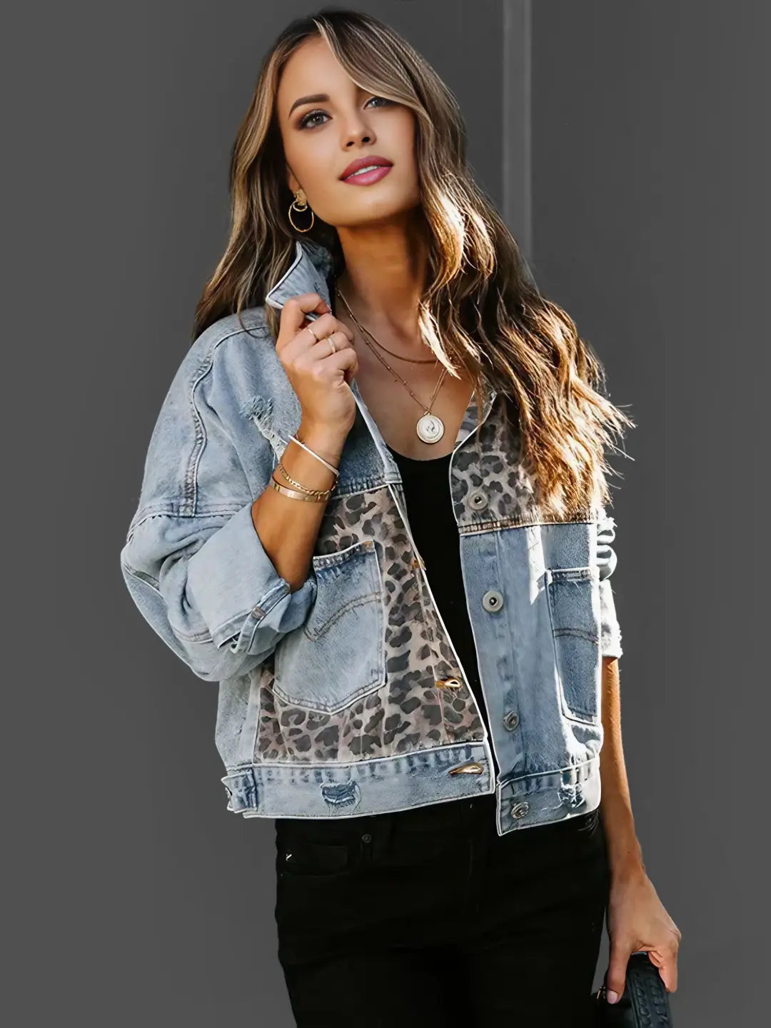 Leopard Denim Jacket Camille