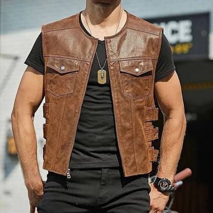 Stylish leather vest for men Ethan