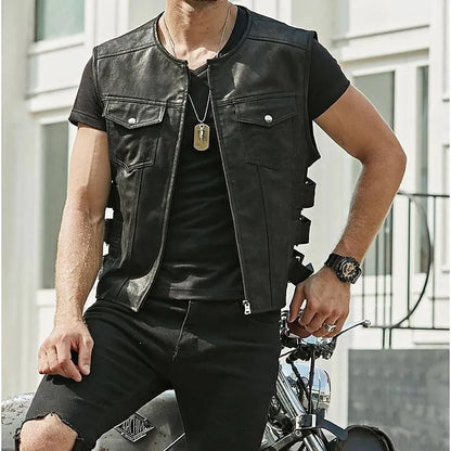 Stylish leather vest for men Ethan