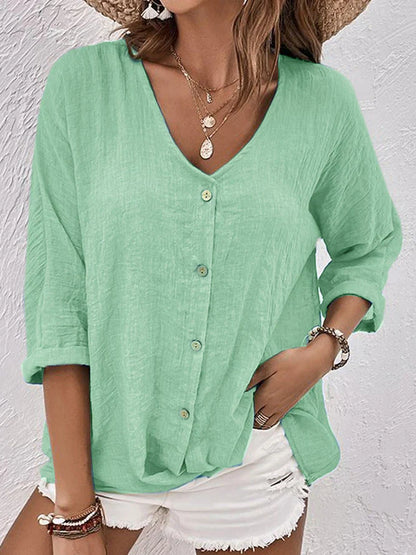 Cora - Linen V-neck shirt for women