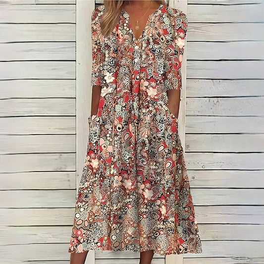 Arianna - Vintage dress with charming V-neck 