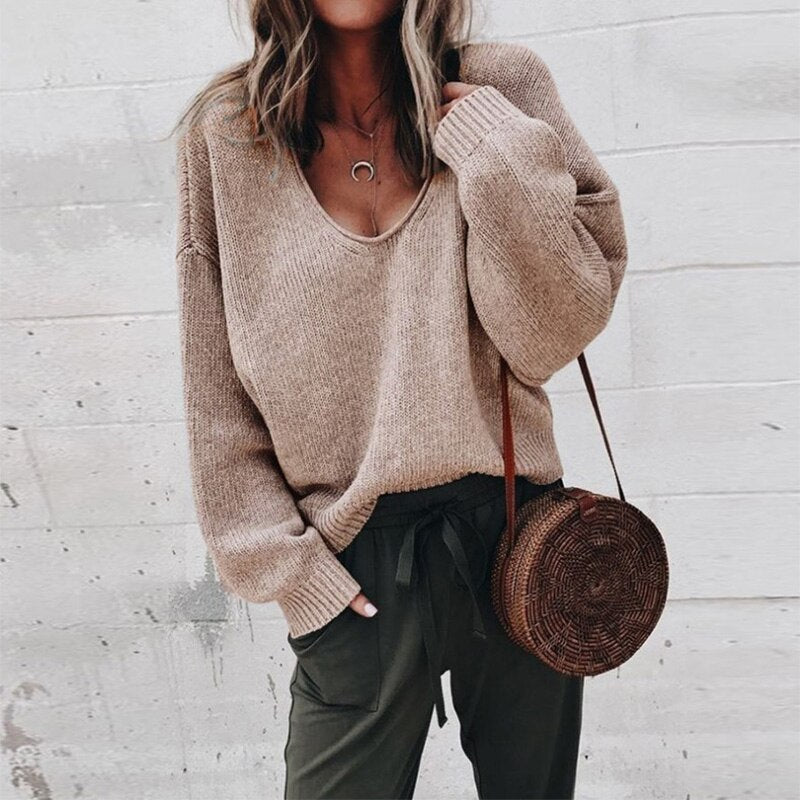 Casual V-neck knit top Kalyn